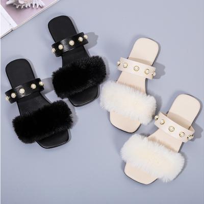 China Fashion Trend Hot Sale Large Size Women Two Straps Buckle Toe Flat Sandals Square for sale