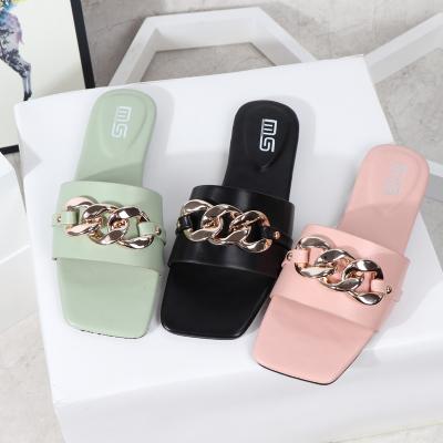 China 2021 Fashion Trend New Product Summer Flat Shoes Women Slides Flat Slippers Sandals Women Sandals for sale