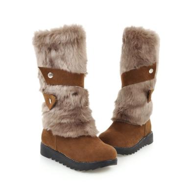 China Fashion Trend Flanged Furry Platform Snow Women Winter Non-slip Boots for sale