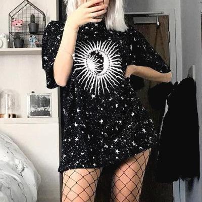 China 2021 Breathable New Design Summer Cotton Printer Cartoon T-shirt Dress For Women Girls for sale