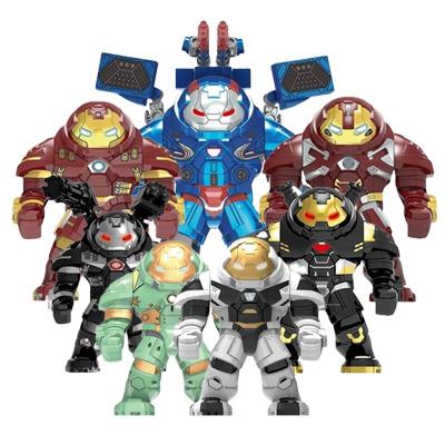 China Large Models Super Heroes War Machine Gold Hulkbuster Iron Patriot Building Block Black Figures Material Eco-Friendly Children Plastic Toys for sale