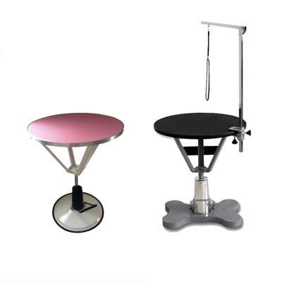 China Viable Pink and Black Color Hydraulic Round Dog Grooming Table for sale