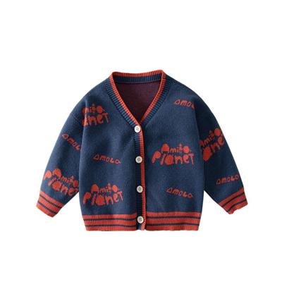 China New Letter Printing Breathable Cardigan Jacket Kids Knitted Girls' Sweaters for sale