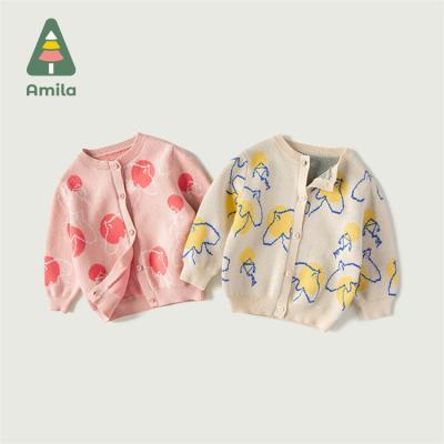 China Cute New Cotton Cardigan Autumn Girls Children Wear Breathable 100% Sweaters for sale