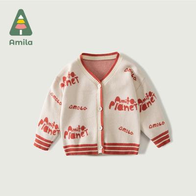 China Cotton Breathable Soft Fabric Knitted Cardigan Sweater Warm Kids For Autumn for sale