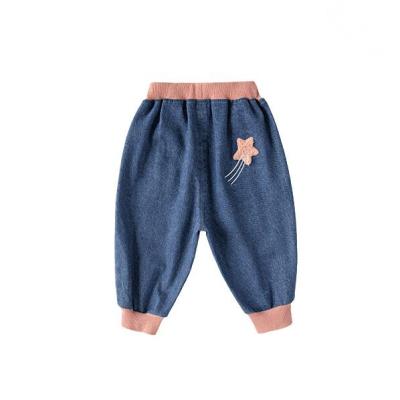 China Baby Embroidery Design Kids Girls Jeans Breathable High Quality Casual Breathable Pants for sale