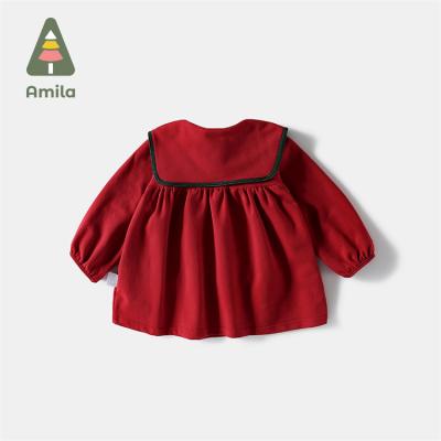 China Children's Breathable Clothing Autumn Casual Doll Collar Thick Velvet Baby Spring Girl's Long Sleeve Dress for sale