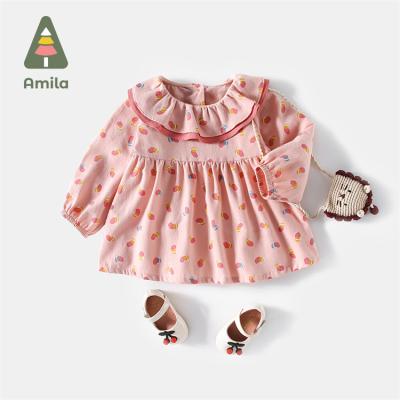 China High Quality Long Sleeve Dress Floral Toddler Children Breathable Baby Dresses Breathable for sale