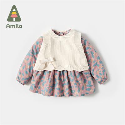 China 2021 Breathable Wholesale Floral Long Sleeve Girl Dress Girls Clothes Kids Dresses For Girls for sale