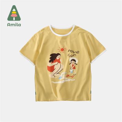 China Parent-child Equipment Kids Summer Short Sleeve Breathable High Quality Printed Thin T-shirts for sale