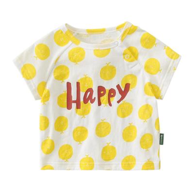 China Breathable Round Printing Cotton Babies Toddler Kids T Shirts Short Sleeve Neck T-shirts for sale