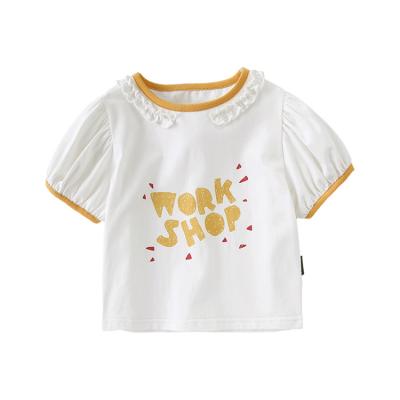 China Breathable Summer Fashion Striped Round Neck Baby Short Sleeve Kids Girl T-shirts For Toddler for sale