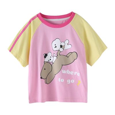 China Cartoon Pattern Breathable Cute Soft And Toddler Fashion Summer Girls Breathable Shirts for sale