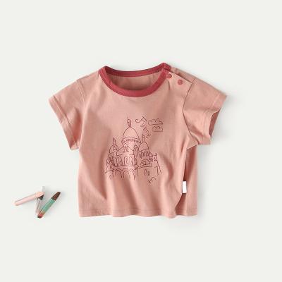 China Children's Breathable Cotton Basing Shirt Basic T-shirt Girl Skin-Friendly Breathable T-Shirt For Kids for sale