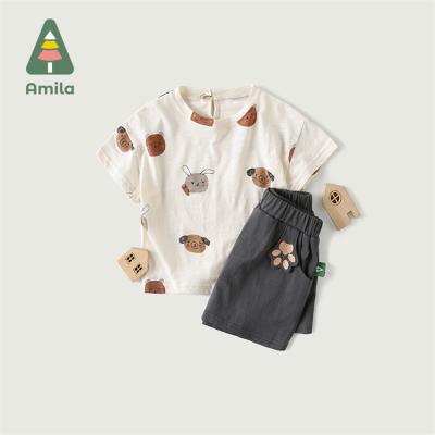 China Cartoon anime sports T-shirt shorts children's summer clothing two-piece sets of pure cotton baby children's suit skin-friendly slim for sale