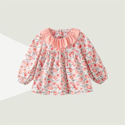 China Kids Little Girls Shirts Breathable 100% Cotton Floral Kids Shirts for sale