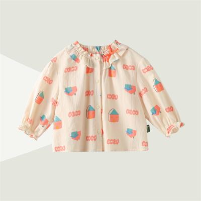 China Breathable Doll Collar Skin-Friendly And Breathable Kids Printing Long Sleeve Kids Shirts Girl Shirts for sale