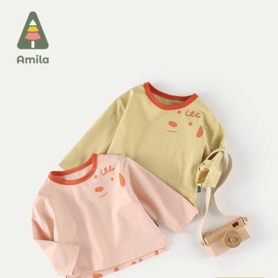 China Breathable Round Neck Kids Pullover , Casual Kids Long Sleeve T Shirt , Kids Fashion Tops for sale