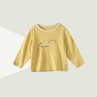 China Breathable Soft Children's Knit Soft Long Sleeve Cotton T-shirt Kids Cartoon T-shirt Custom Made for sale