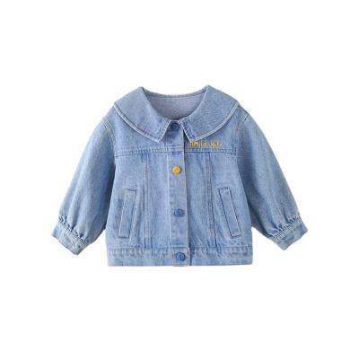 China Breathable Soft Spring Clothes Girls' Soft Doll Collar Fashion Children Coat Kids Denim Jacket for sale