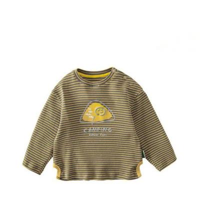 China Breathable Moisture Absorbing Long Sleeve Stripe T-shirt Fashion Round Neck Man Kids T-shirts for sale