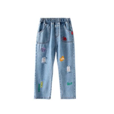 China New Fashion Spring Autumn Ripped Trousers Mopping Floor Large Wide Leg Kids Jeans Girl Breathable Wide Leg Pants for sale