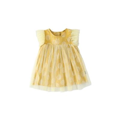 China Toddler Girl Summer Formal Dress Little Sleeve Princess Dress Children Breathable Yarn Skirt Ruffle for sale