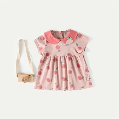 China New Cartoon Anime Cartoon Lapel Kids Girl Summer Breathable Dress Toddler Floral Cotton Dresses for sale