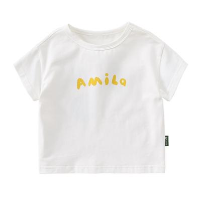 China New Summer Breathable Multiple Styles Colors Round Neck Baby Short Sleeve Toddler T-Shirt For Kids Girls for sale