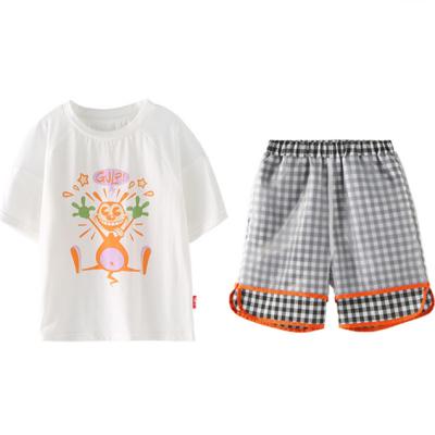 China Original Design 2021 Big Girl T-shirt Short Sleeve Shorts Suit Children's Summer Clothing Two-Piece Set for sale