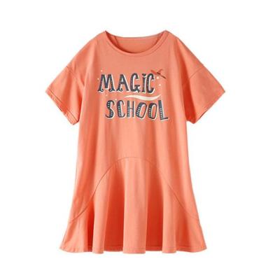 China 2021 New Summer Breathable Large Children Sports Skirt Girls Cotton Long Sleeve T-shirt Short Dress for sale