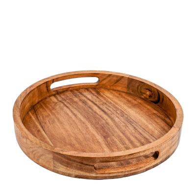 China Sustainable Custom simple style wooden tray with handles for decorating the living room table or serving drinks and food at the bar for sale