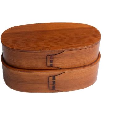 China China High quality 2 layer sushi bento box Handmade wooden lunch box tableware for sale