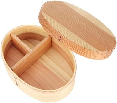 China China Hot portable children's sushi food container Wooden lunch box picnic bento 3 compartments for sale