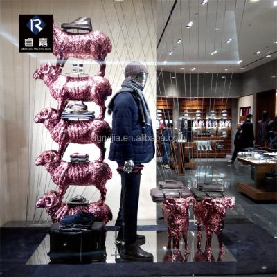 China Europe Fiberglass Sheep Sculptures With Stainless Shelf For Window Display Drops for sale