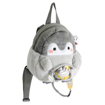 China With Custom Cartoon JK Cute Mini Doll Bag Soft Stuffed USB Students Gray Penguin Plush Backpack Girls Squishmallows Toys Gifts for sale