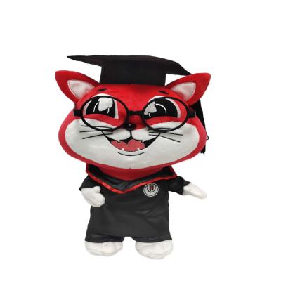 China Custom Eco-Friendly Cat Plush Toys Cat Plush OEM Logo Graduation Gift Plush for sale