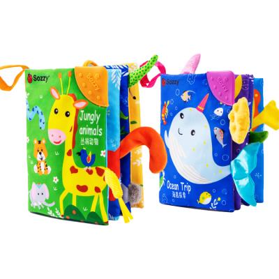 China Animal tail jungle farm ocean dinosaur soft cloth book Eco-friendly wholesale baby first education for baby TOY for sale