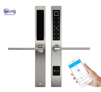 China WIFI Ttlock Aluminum App Apartment Door Blue Tooth Connect Fingerprint Password Key Card Biometric Smart Door Lock for sale