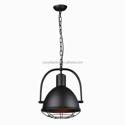 China Vintage / Retro Black Metal Pendant Lights Wire Cage Pendant Lighting for sale