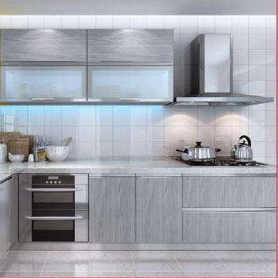 China Modern Dark Gray Kitchen Cabinets Professional Manufacturer Glazed Top Cabinets for sale