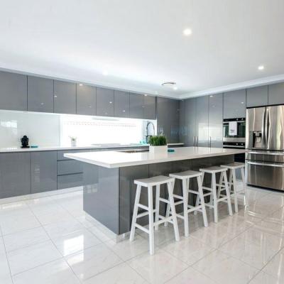 China Gray Lacquer Glossy Kitchen Cabinets modern high quality modern custom made in China for sale