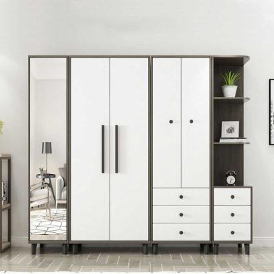 China Nordic Economic Expandable 4 Door Single Bedroom 2 Built-in Wardrobe for sale