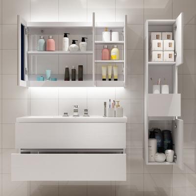 China Hotel Bathroom Cabinets / Modern Pure White Wall Mounted Cupboards for sale