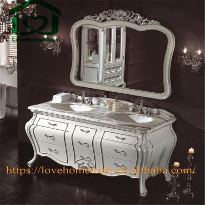 China Coastal European Style Double Basin Bathroom Cabinet for sale