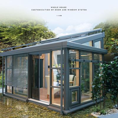 China 4 Season Modern Glass House Aluminum Framed Glass Sunroom for sale