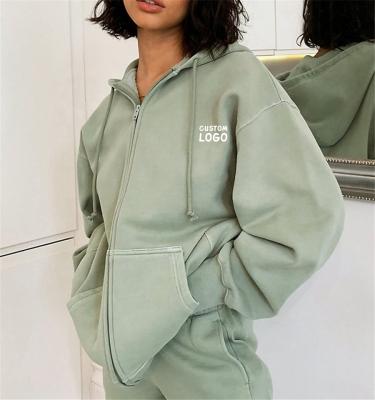 China 2021 Anti-Wrinkle Soft Fleece Hoodies Custom Made Heavy Thick Logo Print Oversized Hoodies Zipper Women for sale