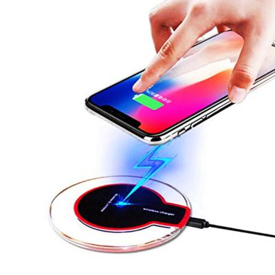 China Cheap Price Wholesale K9 5w Wireless Charging Charger Plates Crystal Charger Plate Plastic Round Fast Wireless Charger For iPhone for sale