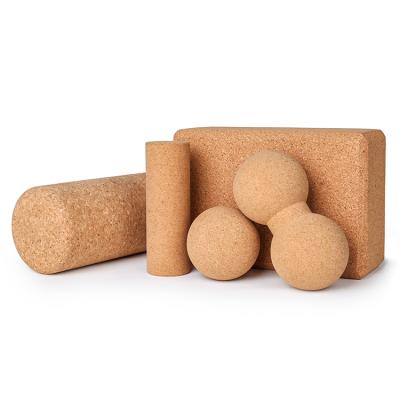 China 5pcs 100% Cork Massage Rollers Yoga Brick Cork Yoga Massage Ball Set for sale