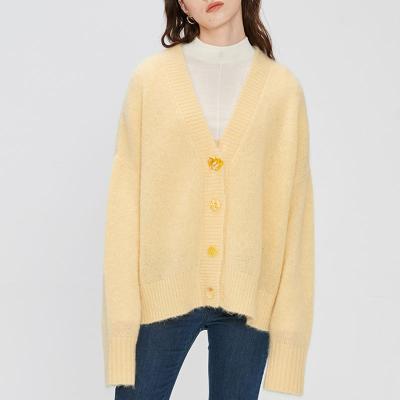 China Anti-wrinkle Apparel Suppliers Accept Custom Fashion Loose Casual Long Sleeve Straight Women Knitted Jacket Coat Cardigan Sweater for sale